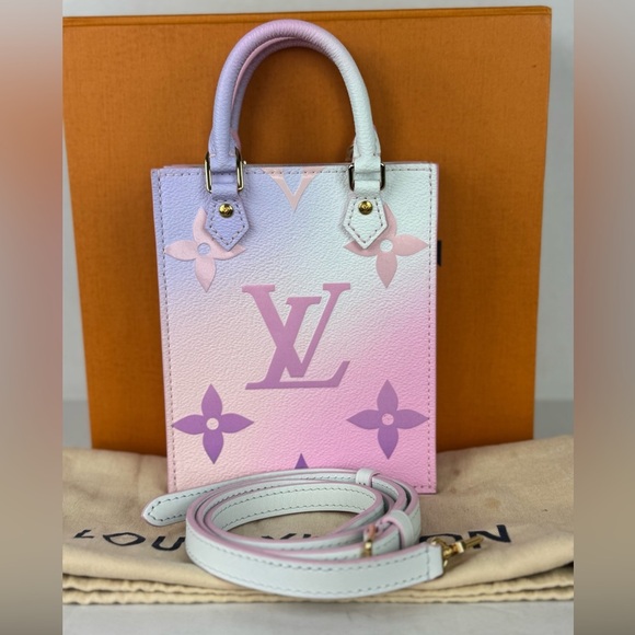 Louis Vuitton Petit Sac Plat Satchel Top Handle Bag Pastel Pink Canvas. - Picture 1 of 15